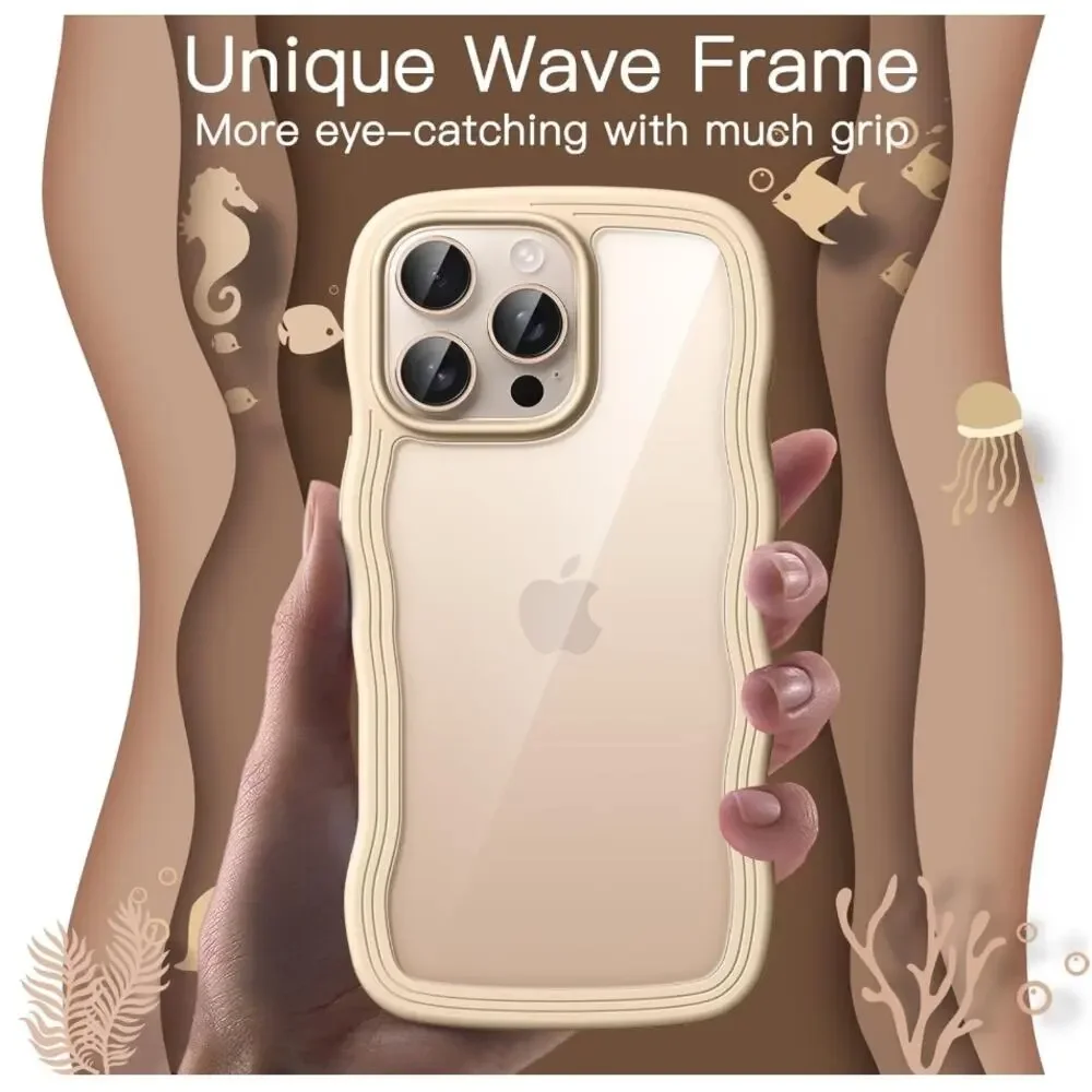JETech Wavy Case for iPhone 16 Pro Max 6.9 Clear Desert Titanium New